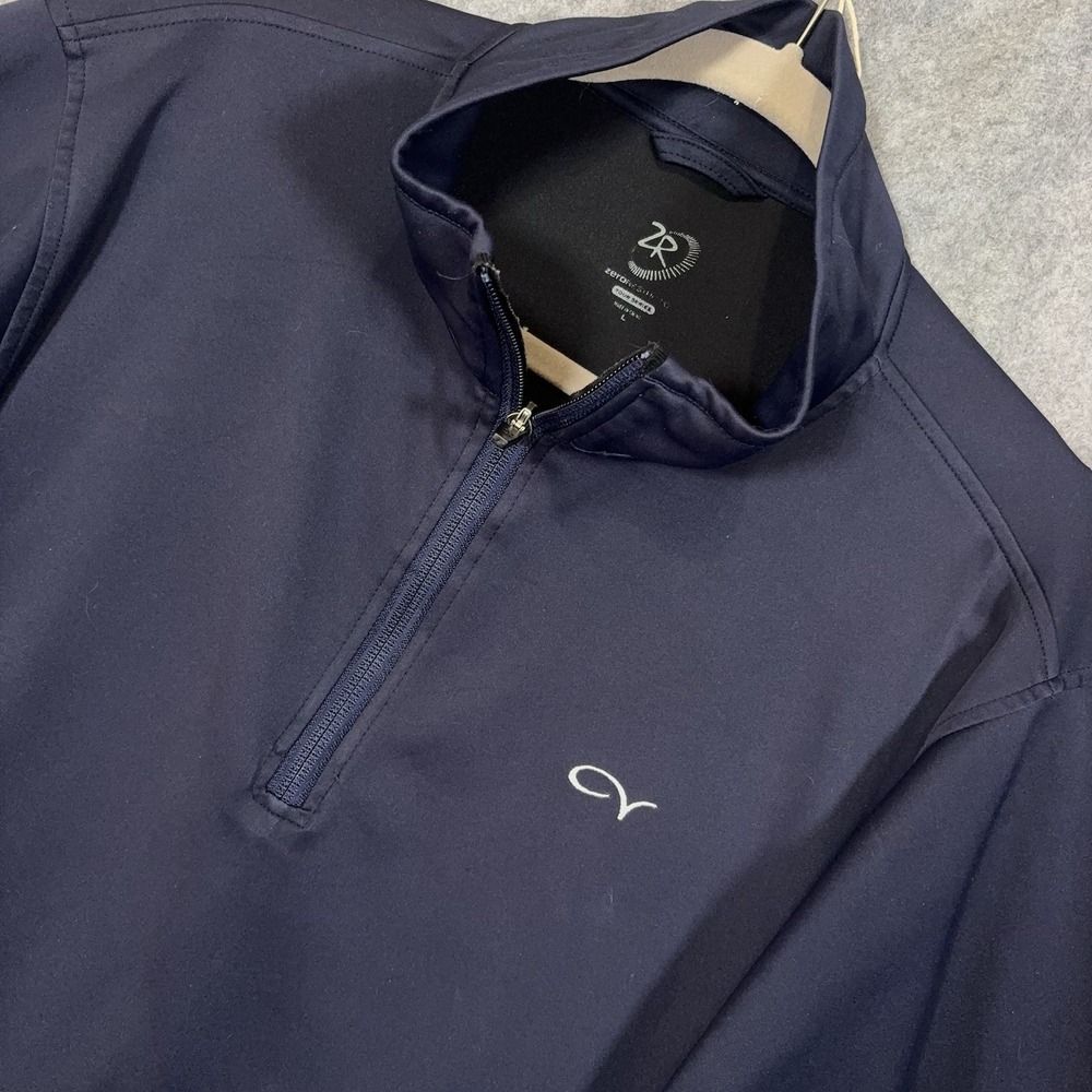 Zero Restriction Tour Series 1/4 Zip Pullover Mens Sz L Navy Airflow Fabric Logo